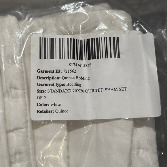 Quince Silk Pick Stitch Sham Set of 2 20x26 Ivory Standard White Cotton Bedding - Picture 6 of 9